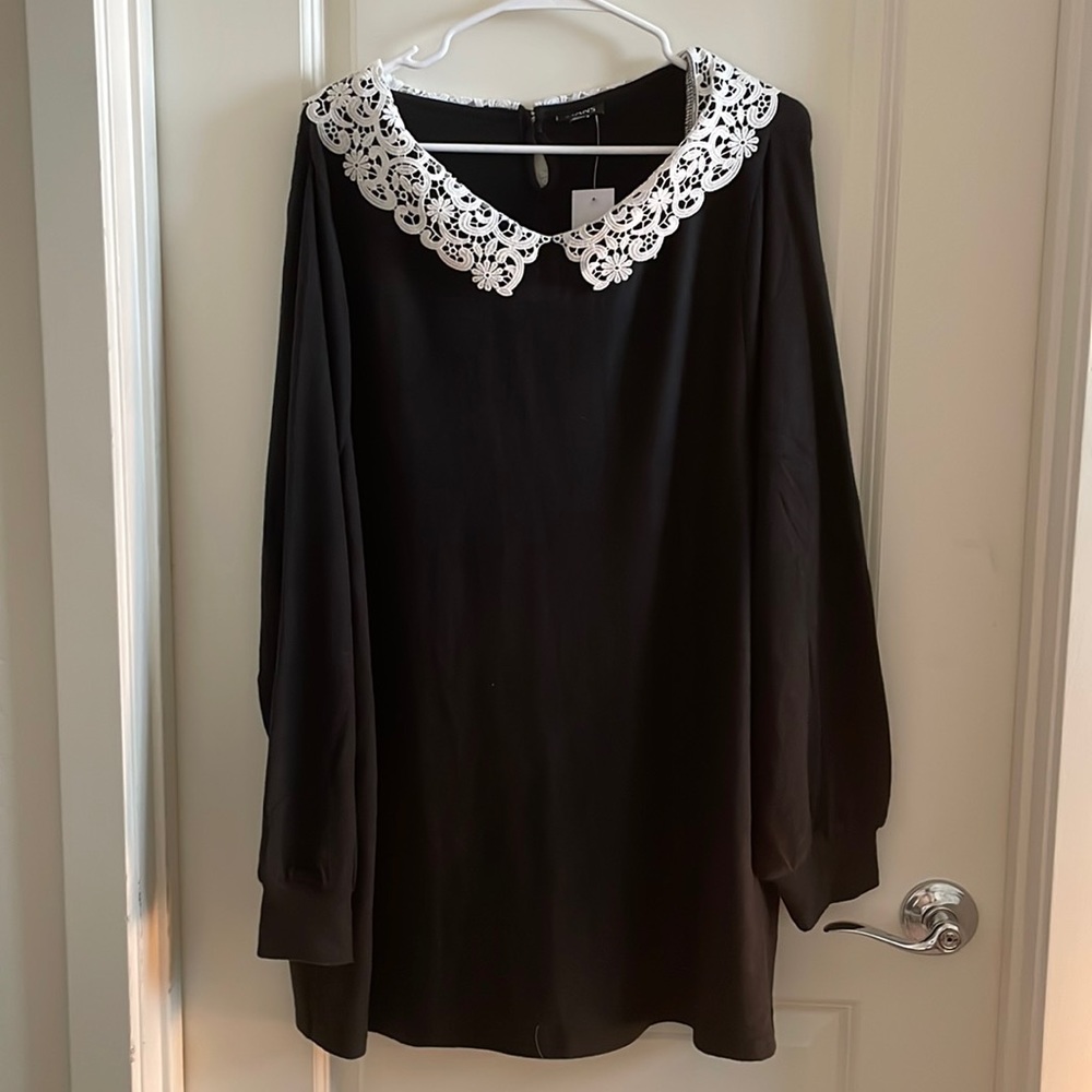 Black sweater with lace collar